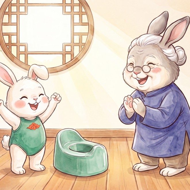 Grandma clapping as Yuan-Yuan succeeds.